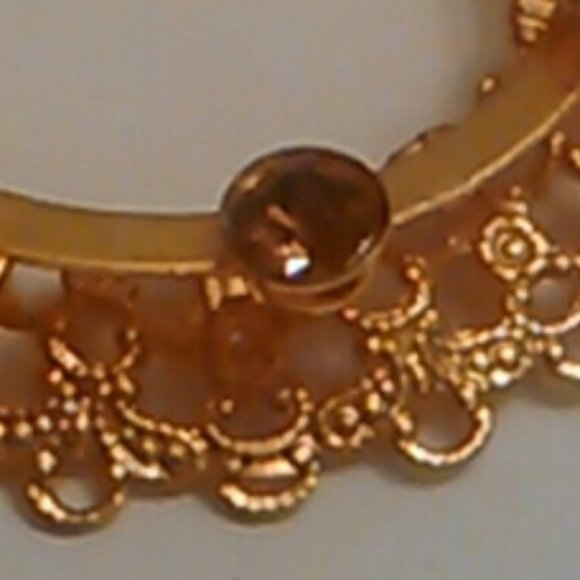 Victorian Inspired Vintage Faux Smoky Topaz Filigree Gold Circle Scarf Brooch - Picture 7 of 10